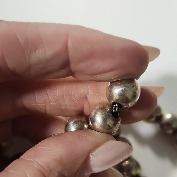 Sterling Silver Beaded Necklace 925 Over 64g - Picture 4 of 4